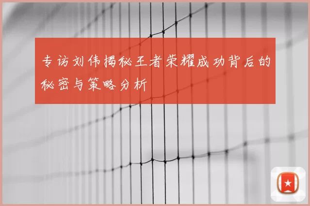 专访刘伟揭秘王者荣耀成功背后的秘密与策略分析